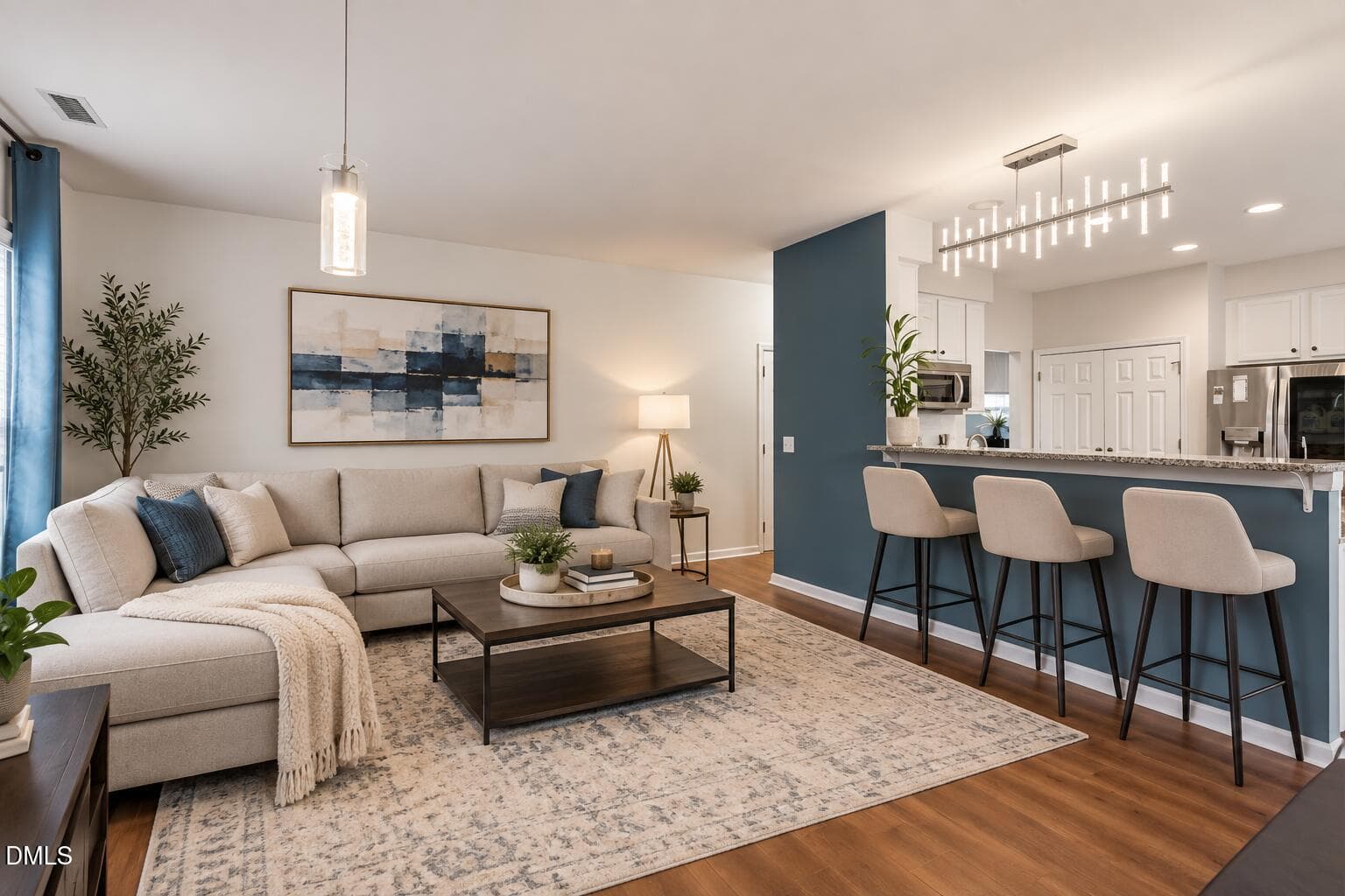 Modern Neutral Living Room and Kitchen B - 1804 Cedar Grove Drive, Durham, NC 27703