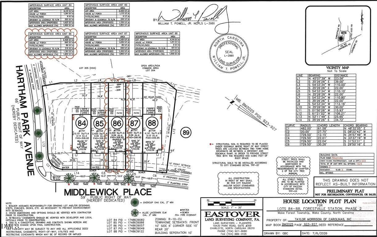 Plot Plan - 2705 Middlewick Place, Wake Forest, NC 27587, Wake Forest