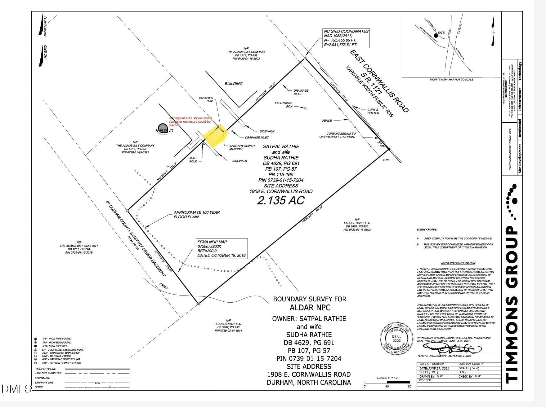 Survey.PDF - 1908 E Cornwallis Road, Durham, NC 27713