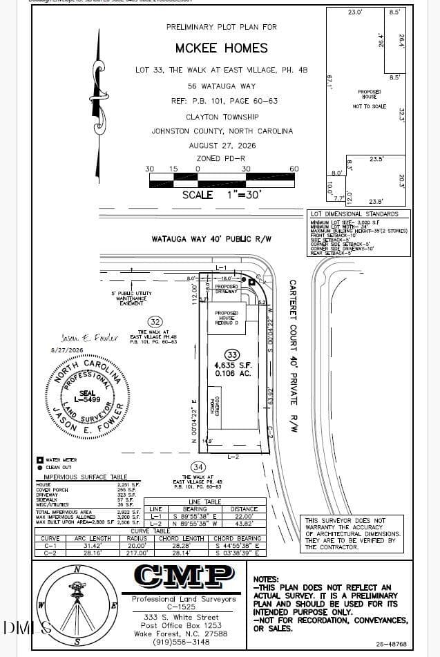 Plot Plan - 56 Watauga Way, Clayton, NC 27527