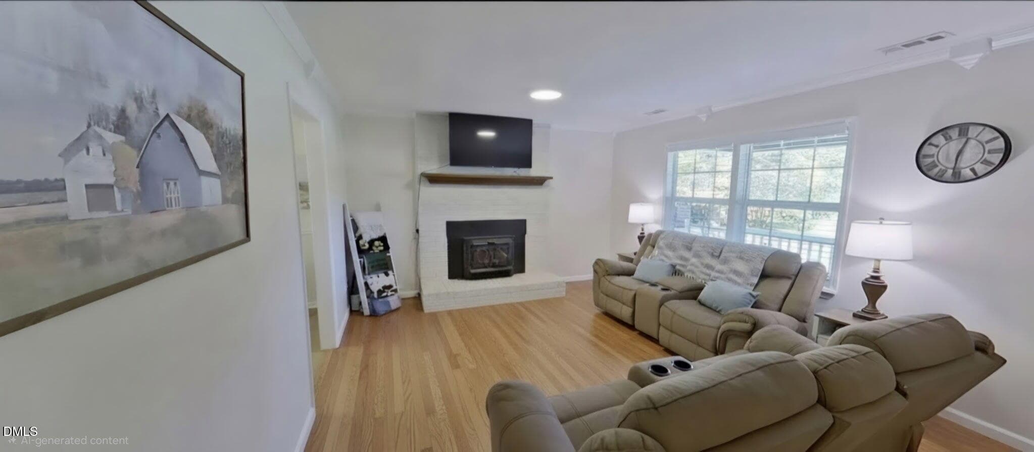 living room and fireplace - 2700 Brantley Drive, Apex, NC 27539, Apex