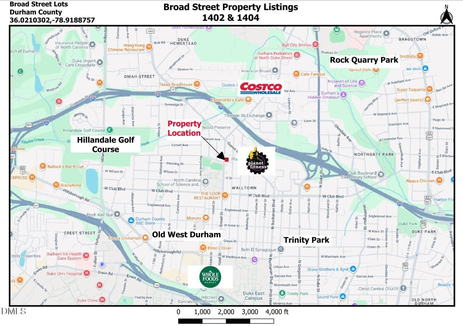 Location map - 1402 Broad Street, Durham, NC 27705