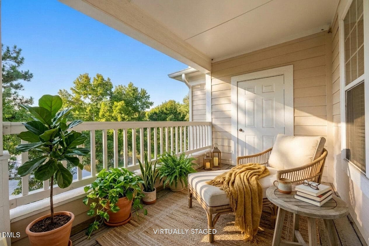 Balcony (2) Virtually staged - 8221 Allyns Landing Way, Raleigh, NC 27615, Raleigh