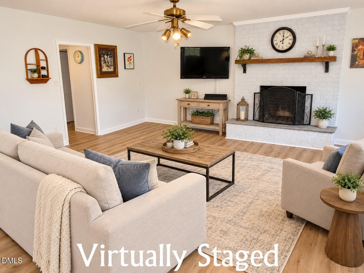 Living room - virtually staged - 1565 Spring Valley Lake Road, Henderson, NC 27537