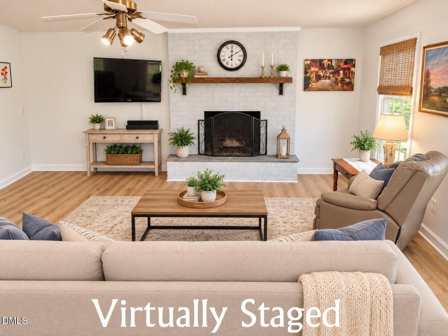 Living room - virtually staged - 1565 Spring Valley Lake Road, Henderson, NC 27537, Henderson