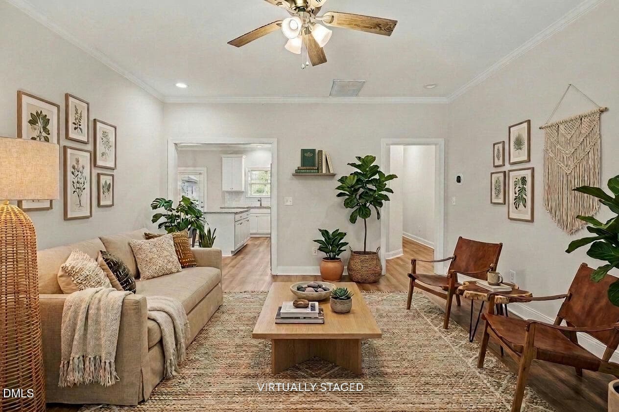 Virtually Staged Family Room - 213 Massengill Street, Four Oaks, NC 27524