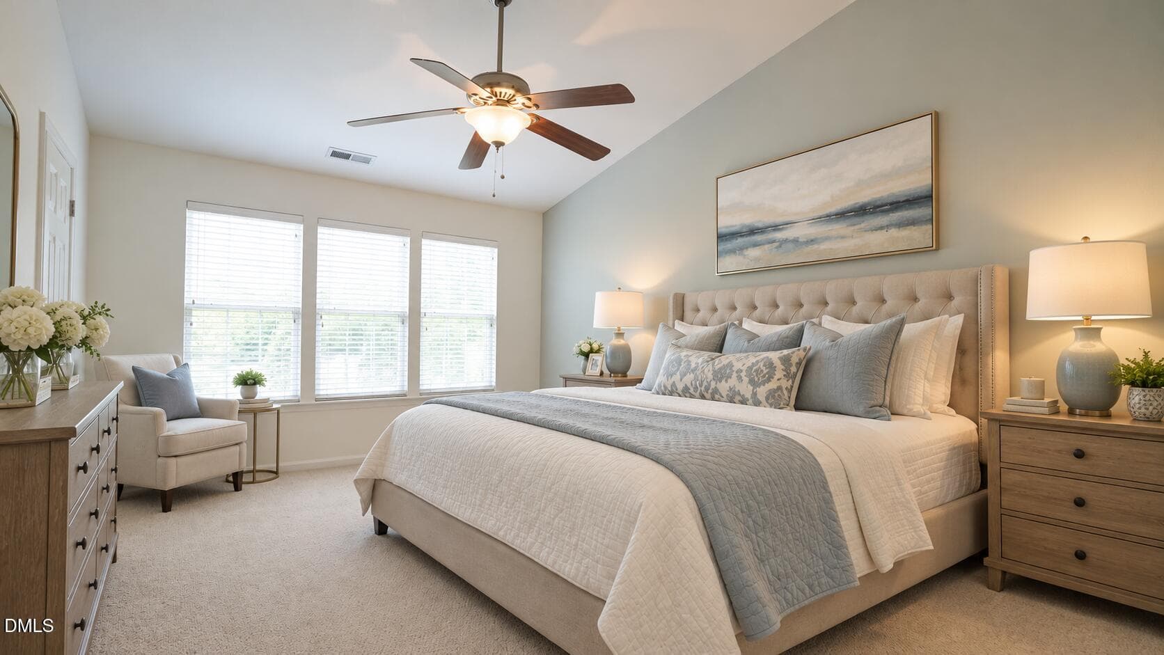Staged Cozy Neutral Bedroom Retreat - 8347 City Loft Court, Raleigh, NC 27613