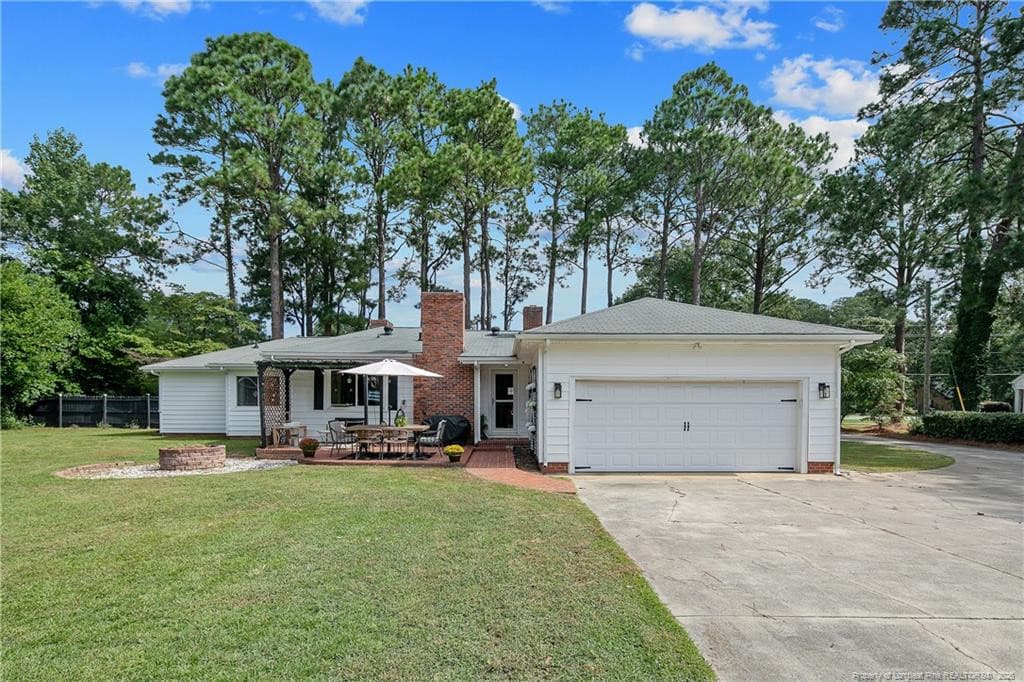 BACK VIEW OF HOME W/DOUBLE CAR GARAGE - 220 E David Parnell Street, Parkton, NC 28371