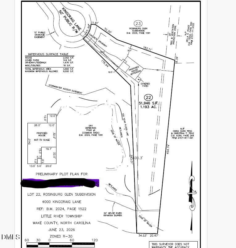 RG 22 preim plot plan pic - 4000 Kingcraig Lane, Zebulon, NC 27597