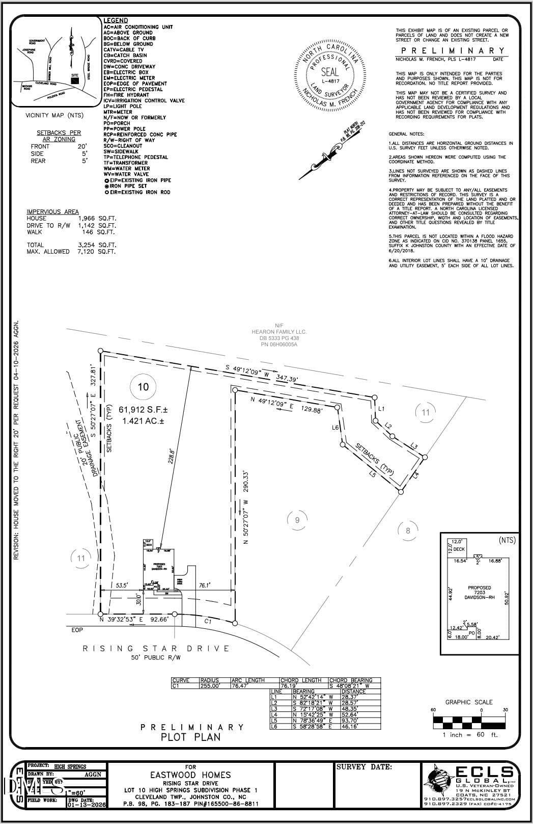 Lot 10 Plat Map - 250 Rising Star Drive, Clayton, NC 27520, Clayton