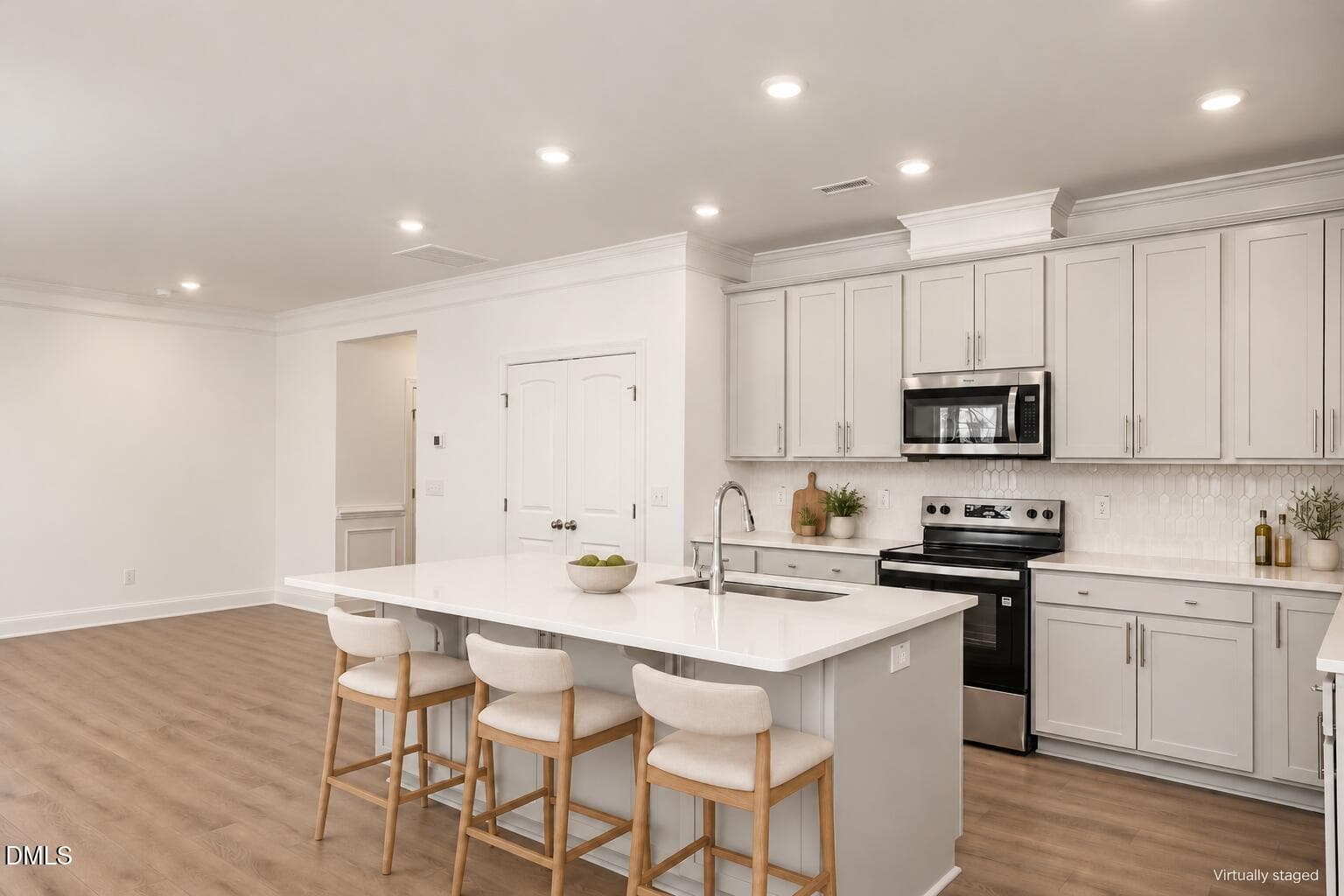 Open kitchen space with island stools-9 - 576 Highview Drive, Benson, NC 27504