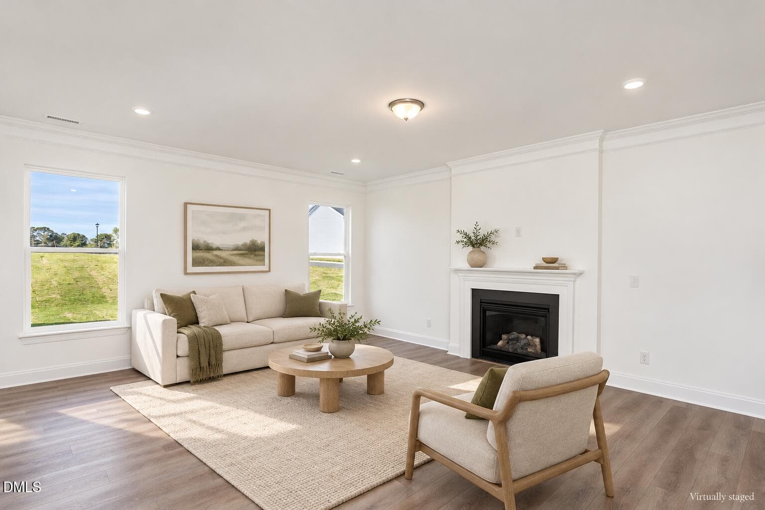 Earthy living room virtual staging-6 - 491 Highview Drive 20, Benson, NC 27504, Benson