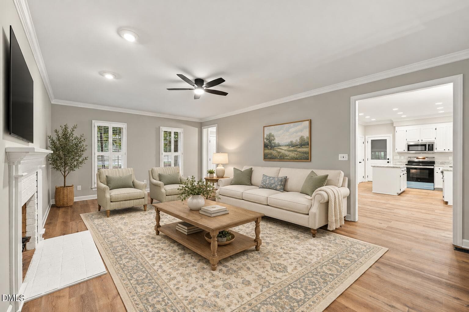 Inviting sage and cream living room-1 - 6324 Hampton Ridge Road, Raleigh, NC 27603