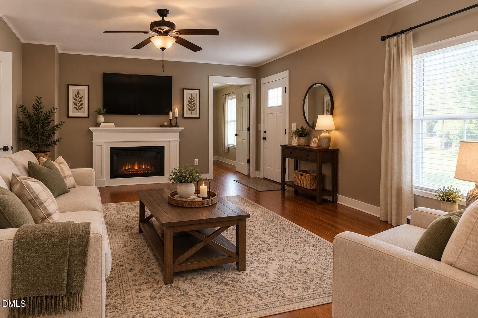 Cozy Taupe Farmhouse Living Room - 1691 Holly Grove Road, Benson, NC 27504, Benson
