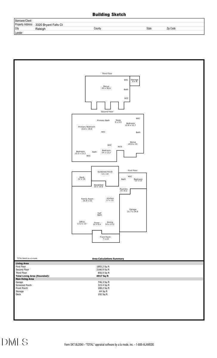 Floor Plan - 3320 Bryant Falls Court, Raleigh, NC 27613, Raleigh