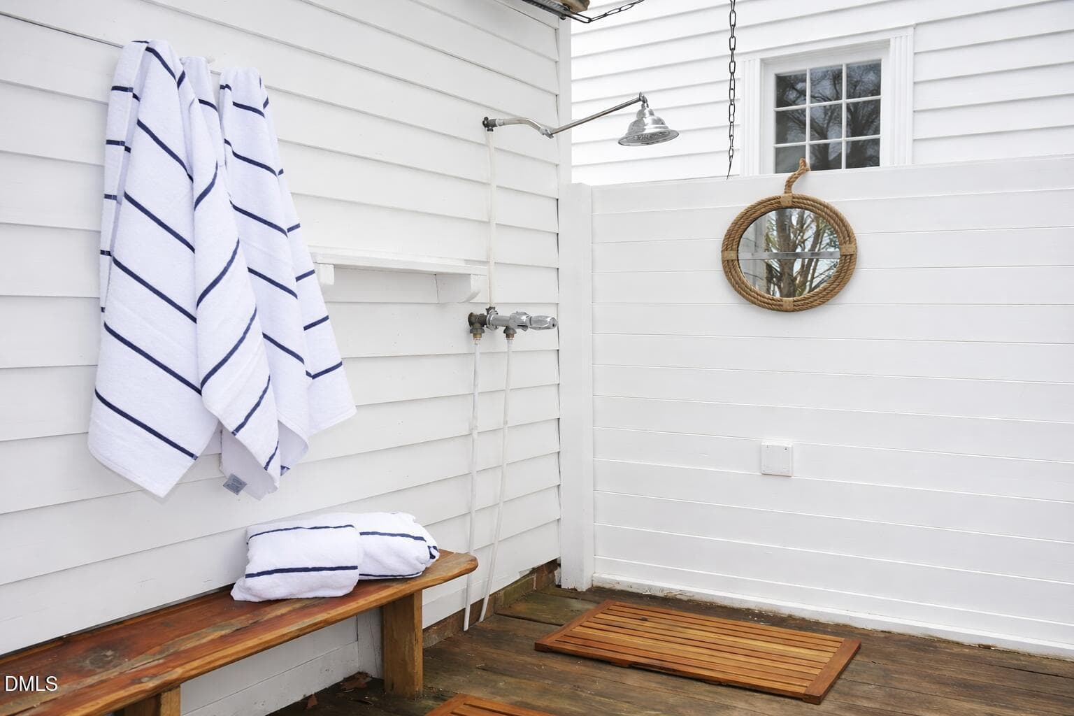 Outdoor shower with nautical accents - 6720 Mebane Oaks Road, Mebane, NC 27302, Mebane