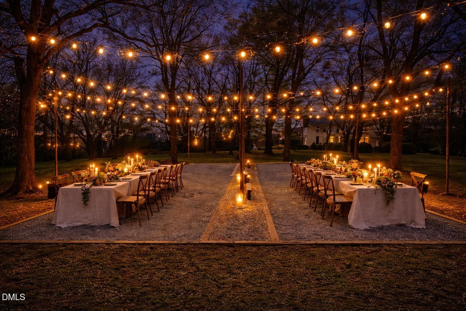 Enchanted dinner under glowing lights - 6720 Mebane Oaks Road, Mebane, NC 27302, Mebane