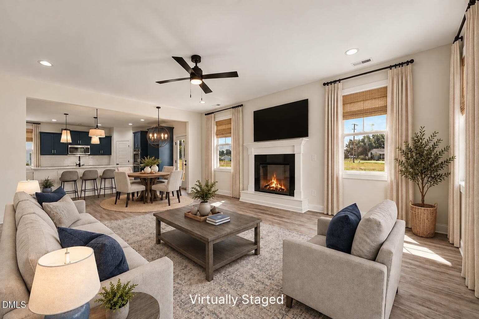 Virtually staged LR - 59 Kizzy Drive (lot 2), Selma, NC 27576