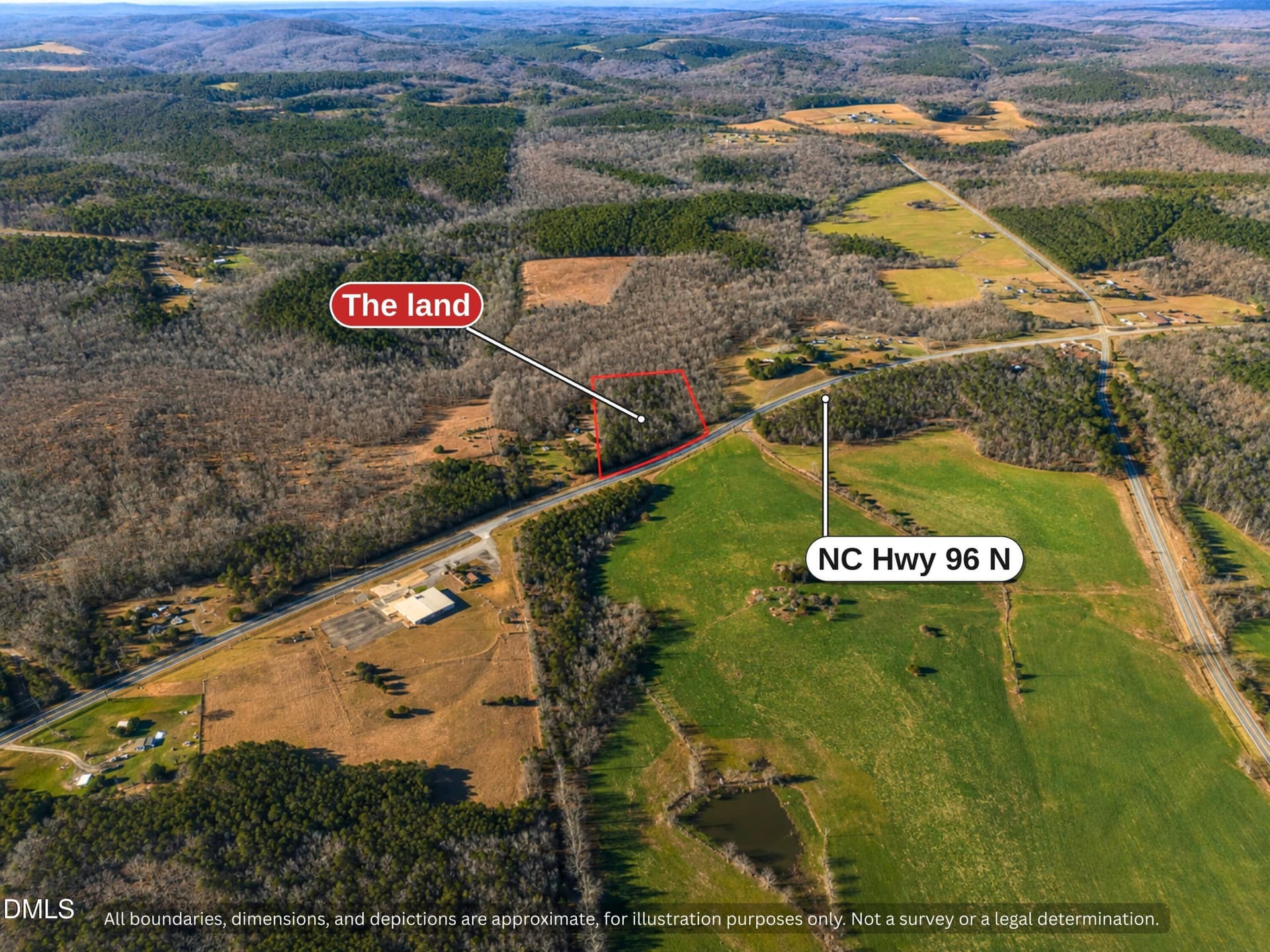 Aerial with Pasture Across NC Hwy 96 - 8619 Nc-96, Oxford, NC 27565