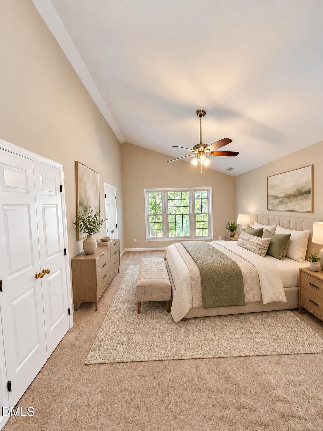Calm modern bedroom staging - 111 Wenonah Way, Durham, NC 27713