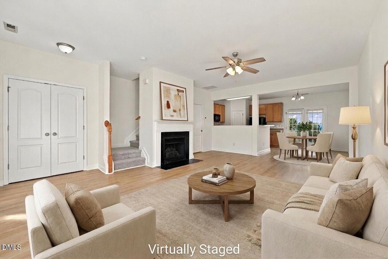 Living Room Virtually Staged - 8347 Boca Point, Raleigh, NC 27616, Raleigh