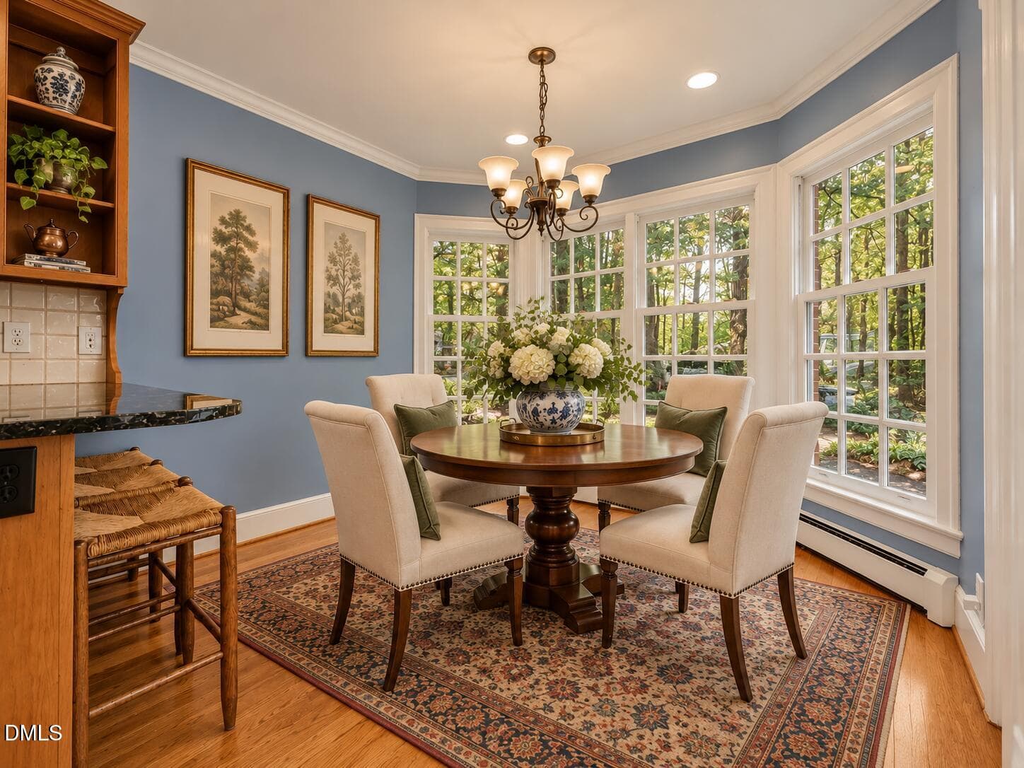 Elegant Blue-and-White Breakfast Nook - 3725 Hope Valley Road, Durham, NC 27707