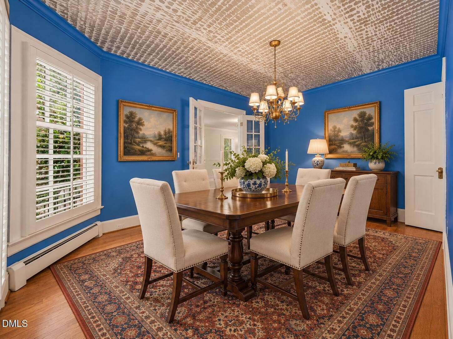 Elegant Blue Dining Room with Chandelier - 3725 Hope Valley Road, Durham, NC 27707
