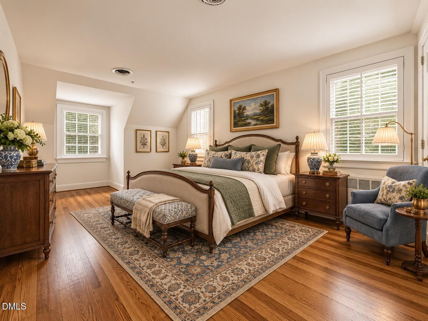 Elegant Traditional Blue-and-Cream Bedro - 3725 Hope Valley Road, Durham, NC 27707