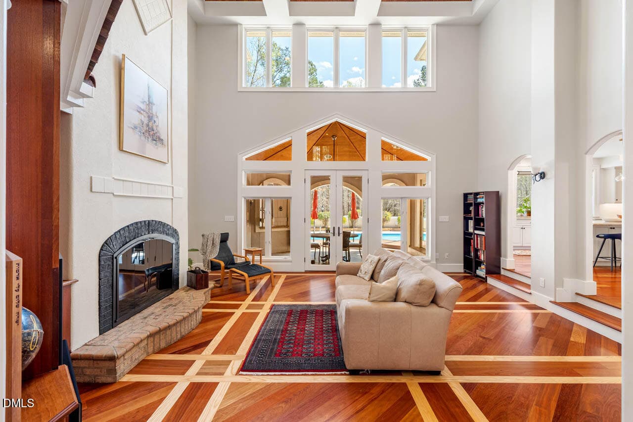 Living Room with pool view - 801 Oxbow Crossing Road, Chapel Hill, NC 27516, Chapel Hill