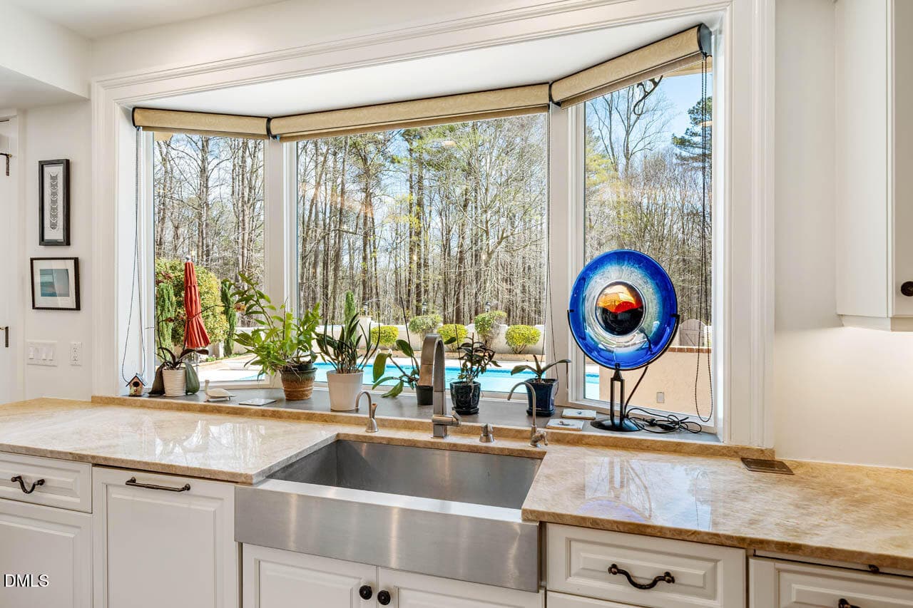 Beautiful view out on the deck and pool - 801 Oxbow Crossing Road, Chapel Hill, NC 27516, Chapel Hill