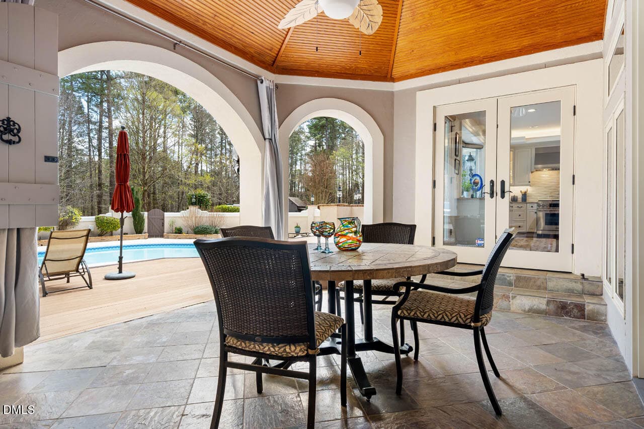 Oversized Covered Patio Overlooking Pool - 801 Oxbow Crossing Road, Chapel Hill, NC 27516, Chapel Hill