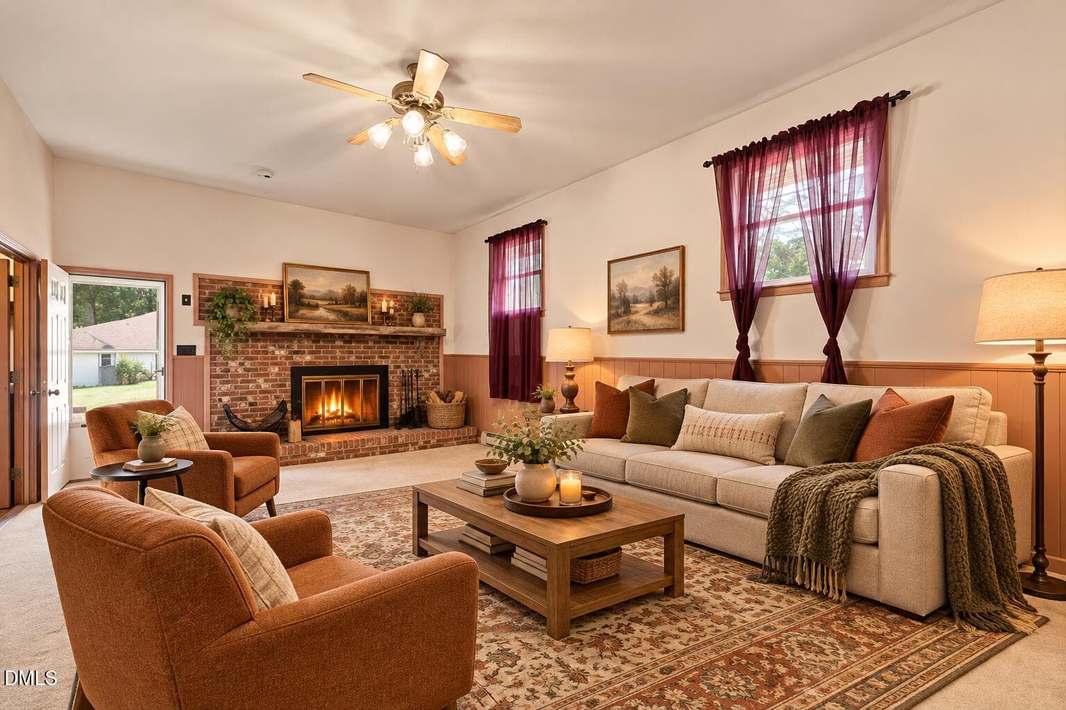 cozy-fireplace-living-room-view-1 - 208 Aloha Drive, Graham, NC 27253