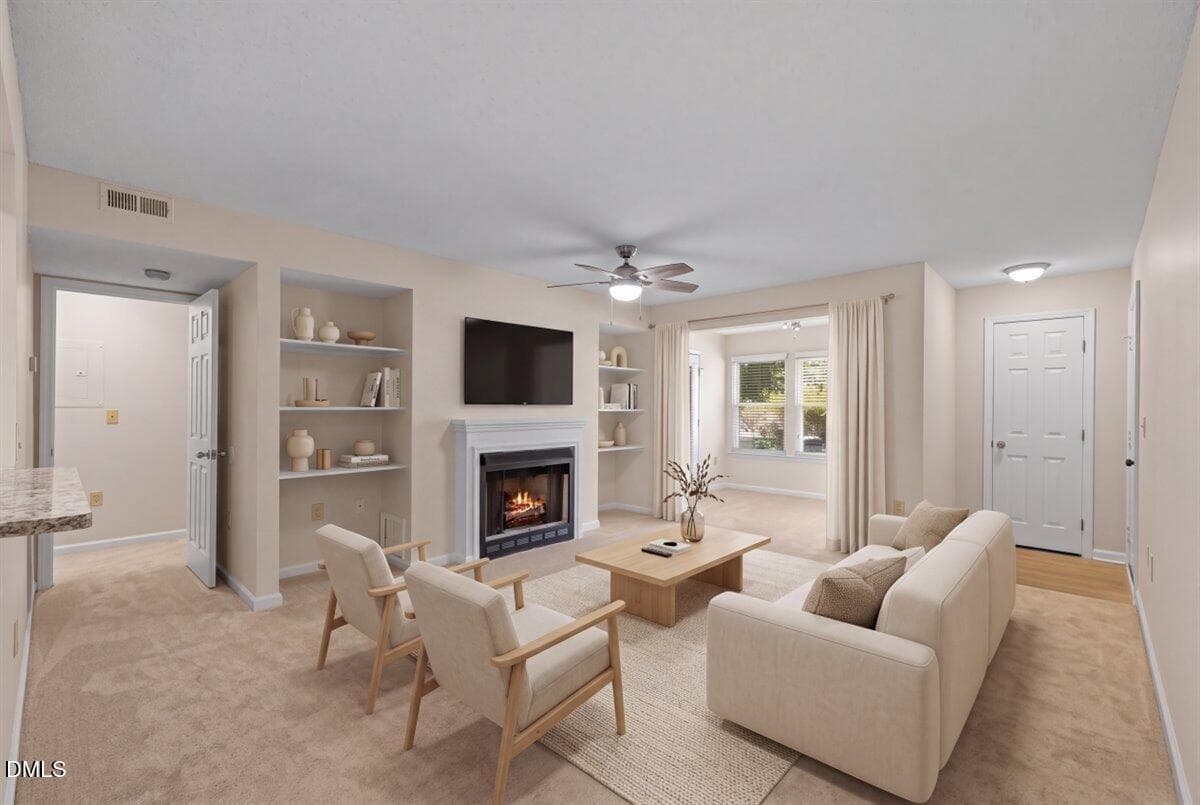 Staged Living Room - 1301 Hillbrow Lane 203, Raleigh, NC 27615