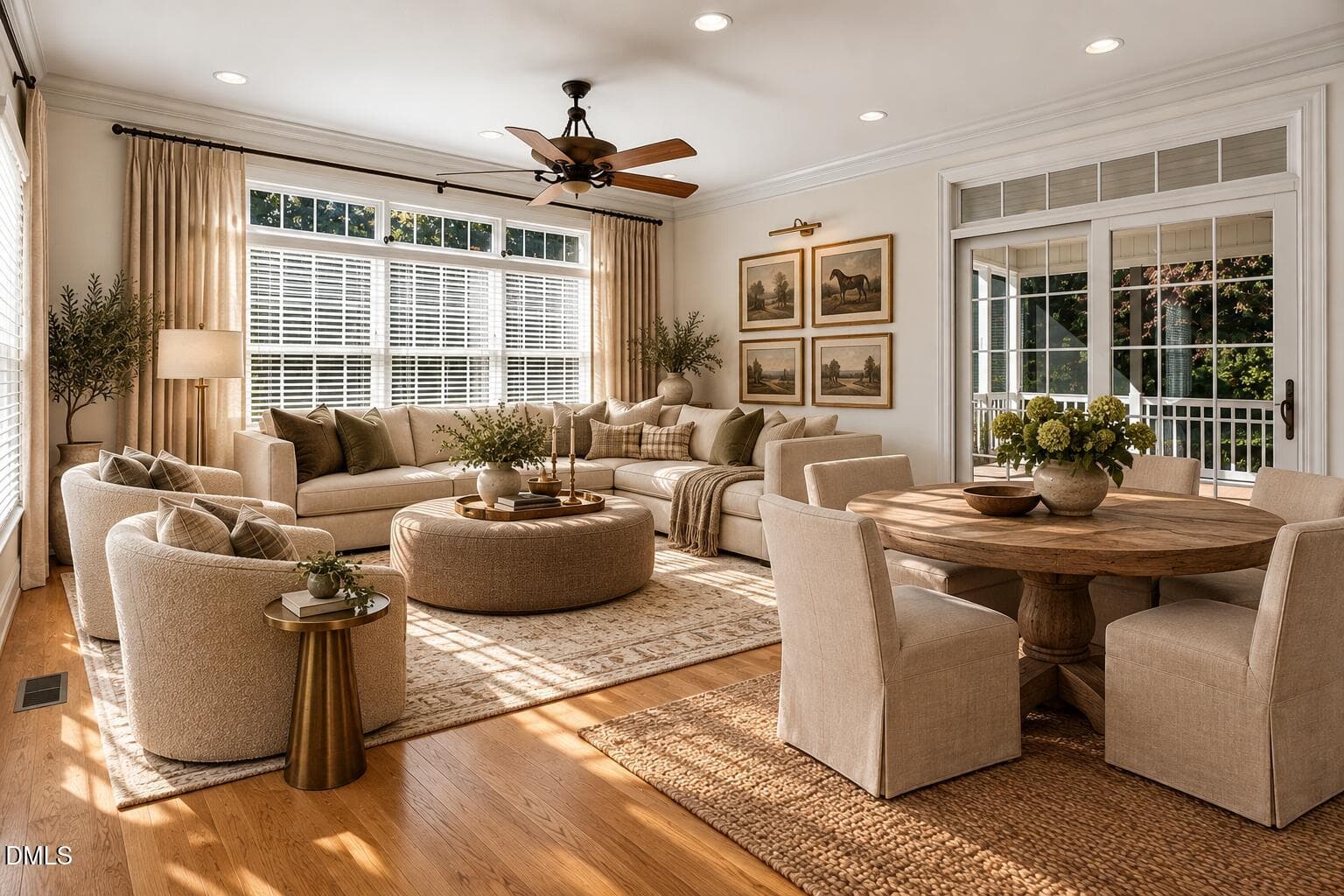 Sunlit Neutral Living and Dining Room - 174 Carillon Drive, Pittsboro, NC 27312, Pittsboro
