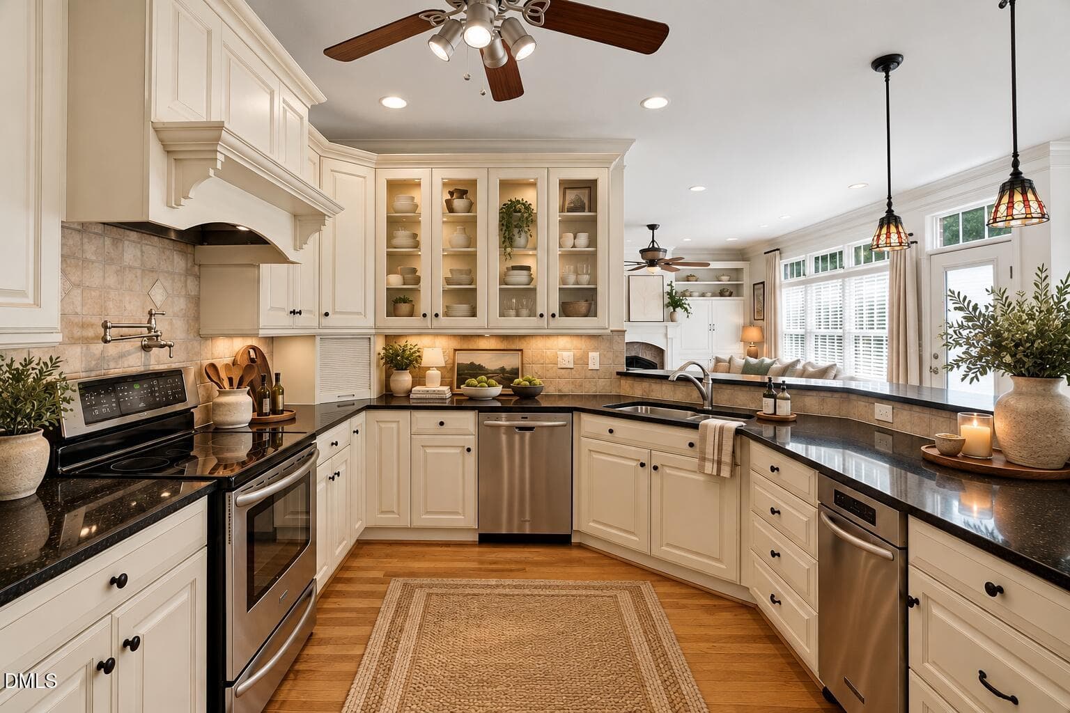Warm Traditional Kitchen with Stained-Gl - 174 Carillon Drive, Pittsboro, NC 27312, Pittsboro