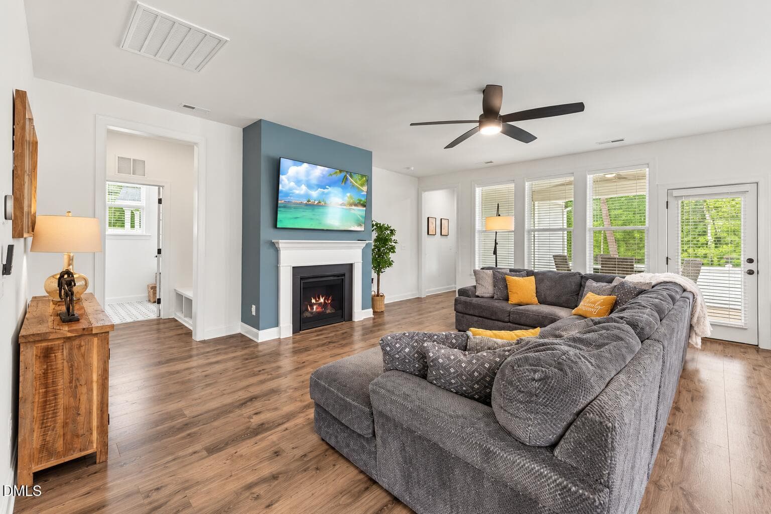 Large living with cozy fireplace - 9013 Dupree Meadow Drive, Angier, NC 27501, Angier