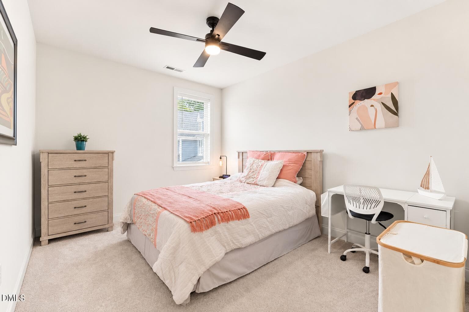 Bright Minimalist Bedroom with Coral Acc - 9013 Dupree Meadow Drive, Angier, NC 27501, Angier