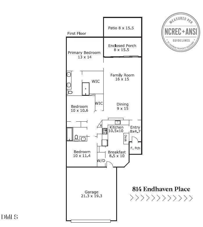 Sketch Pic for MLS - 814 Endhaven Place, Cary, NC 27519, Cary