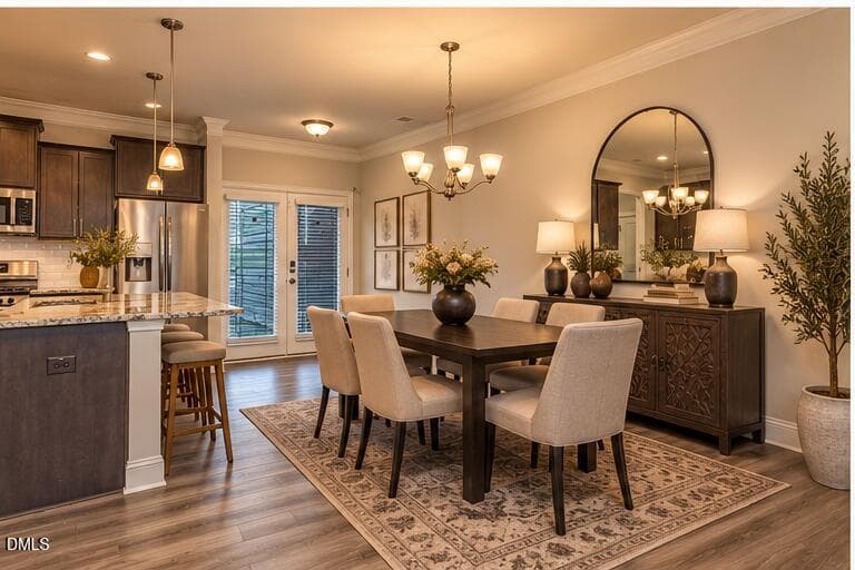 virtual stage dining room - 813 Country Downs Road, Wake Forest, NC 27587, Wake Forest