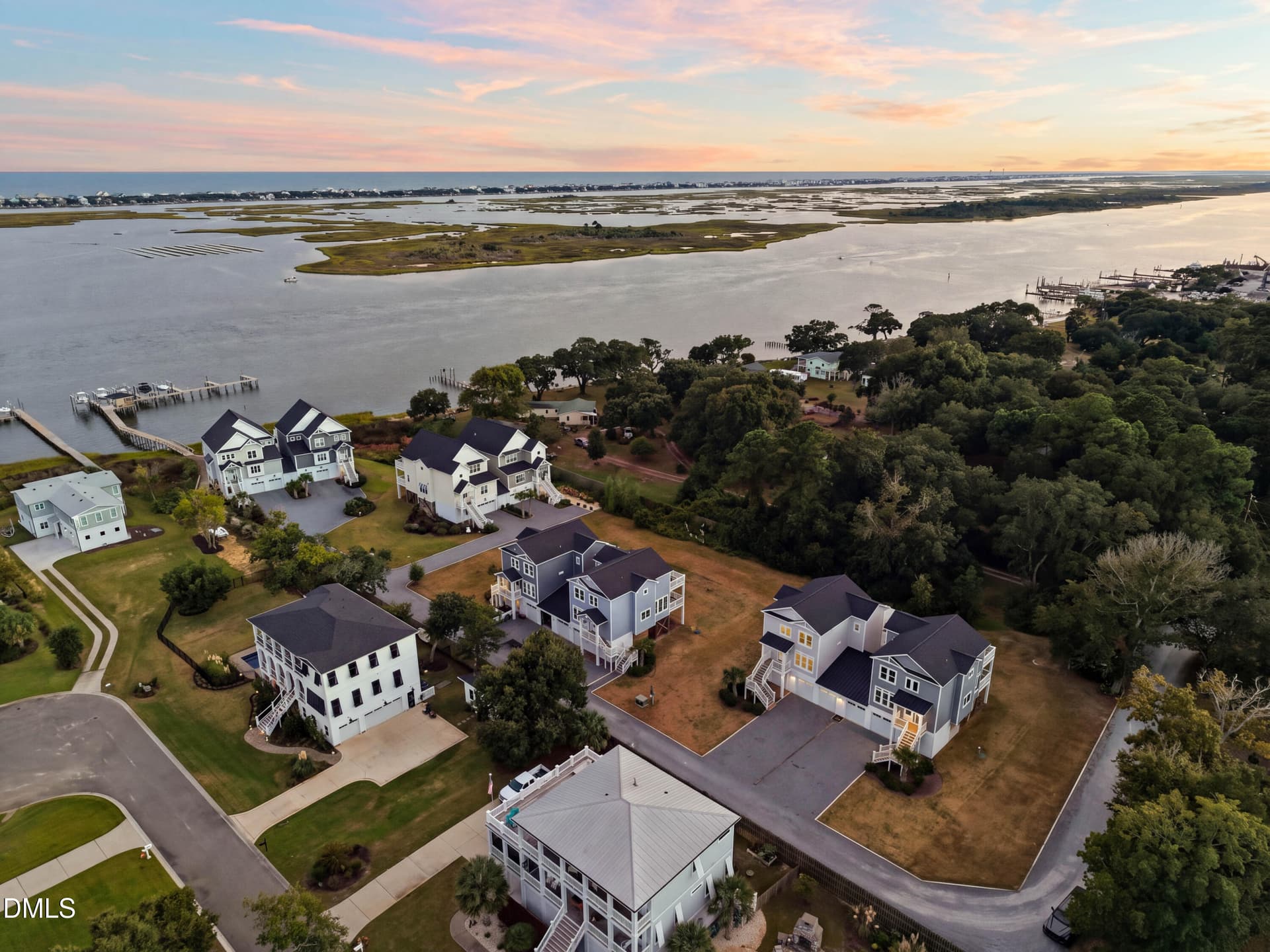 11_front right aerial sunset - 52 Pier View Court, Hampstead, NC 28443