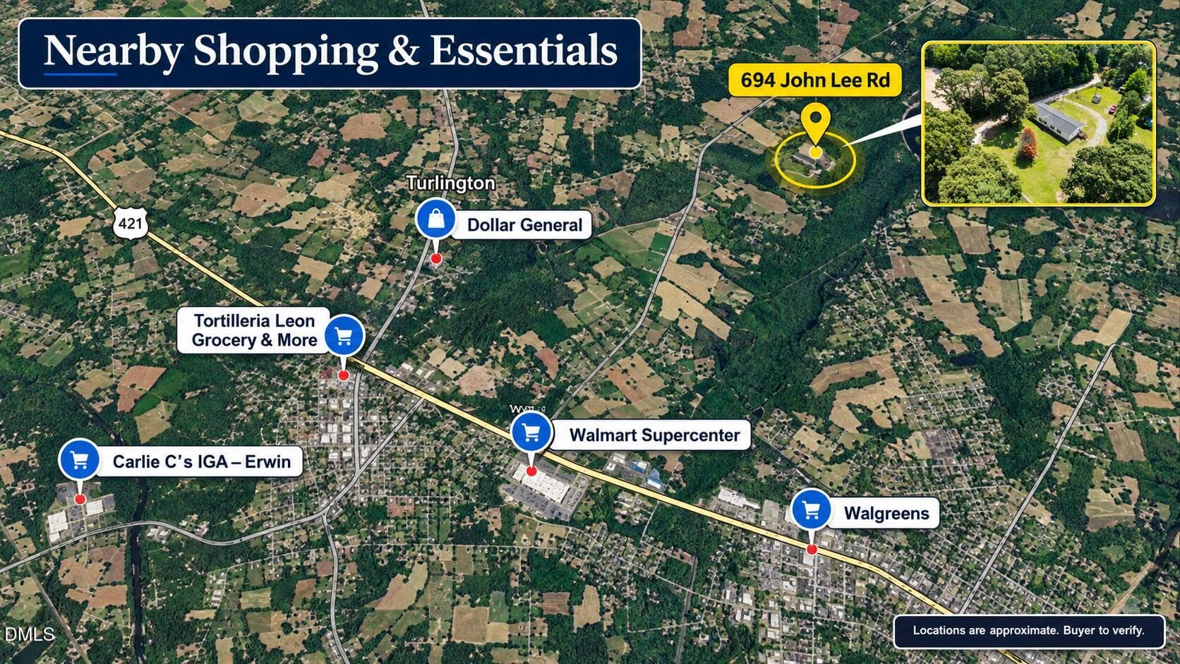 Nearby Shopping & Essentials Map (1) - 694 John Lee Road, Dunn, NC 28334