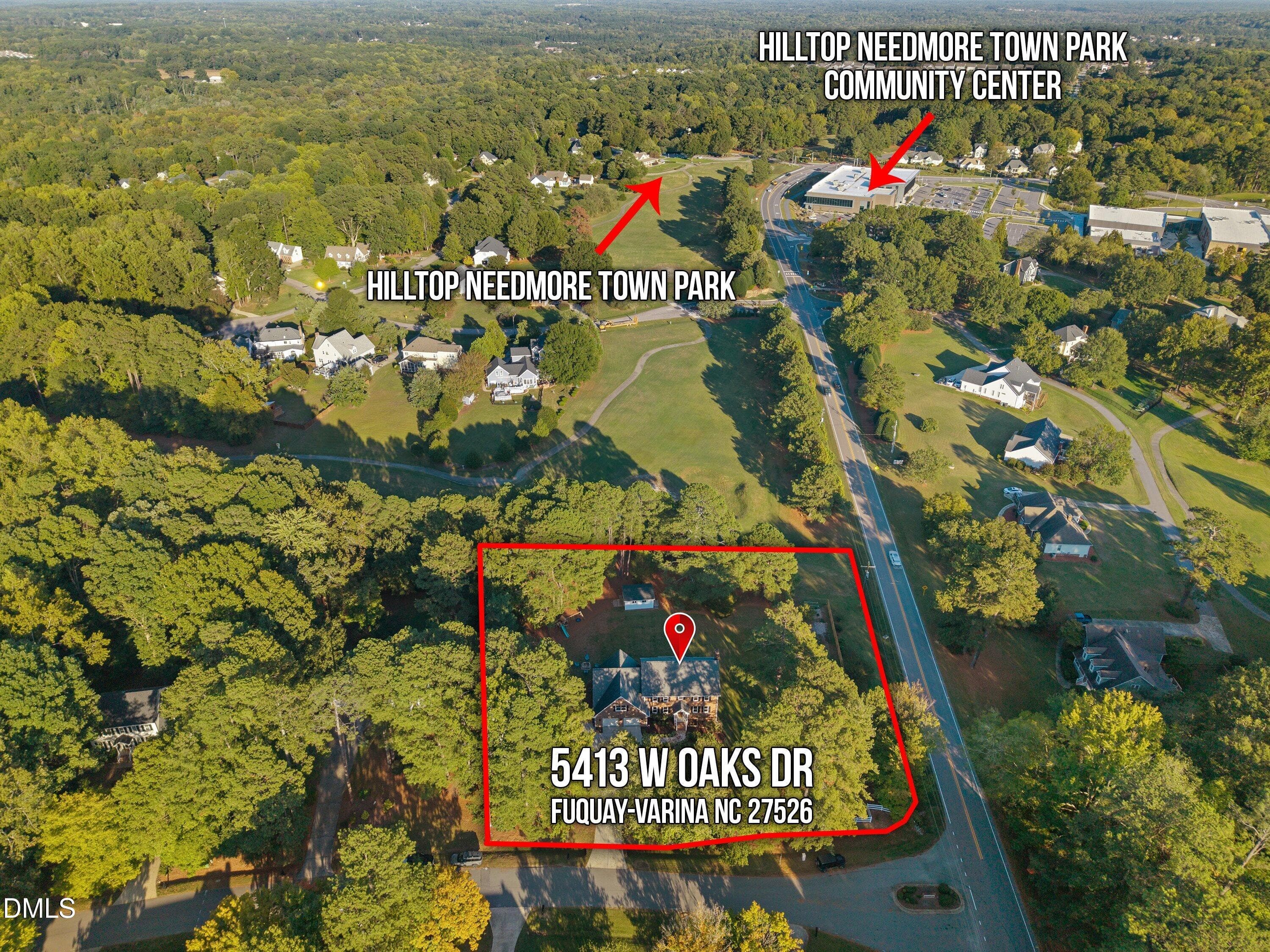 78 Aerial - Property to Hilltop Needmore - 5413 W Oaks Drive, Fuquay Varina, NC 27526, Fuquay Varina