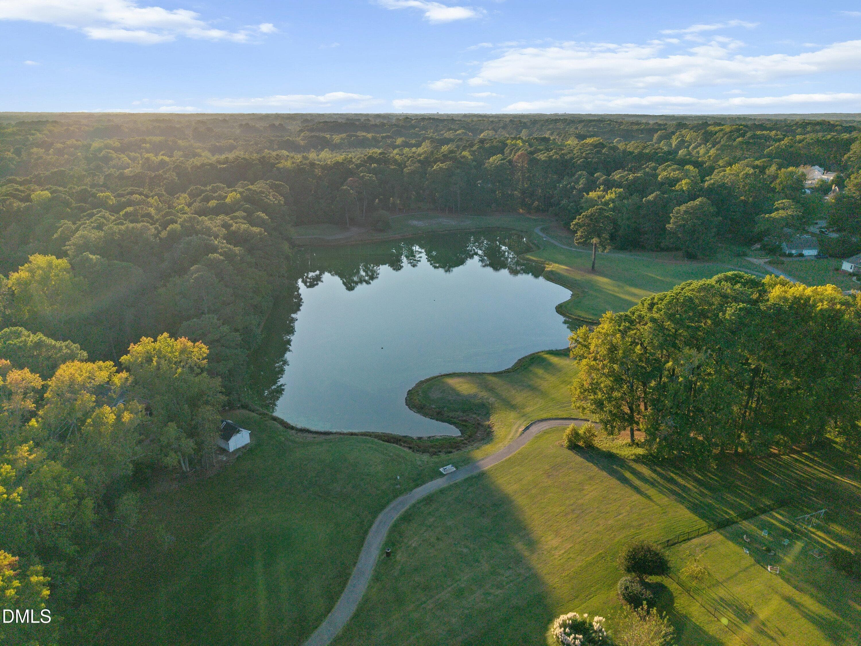 85 Hilltop Needmore Park Pond - Aerial - 5413 W Oaks Drive, Fuquay Varina, NC 27526, Fuquay Varina