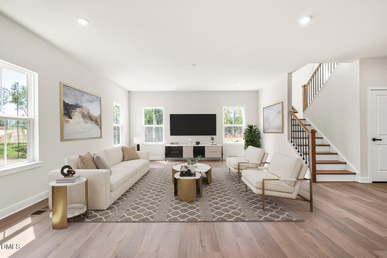 Staged Living Room - 3221 Cherry Vale Lane, Raleigh, NC 27604