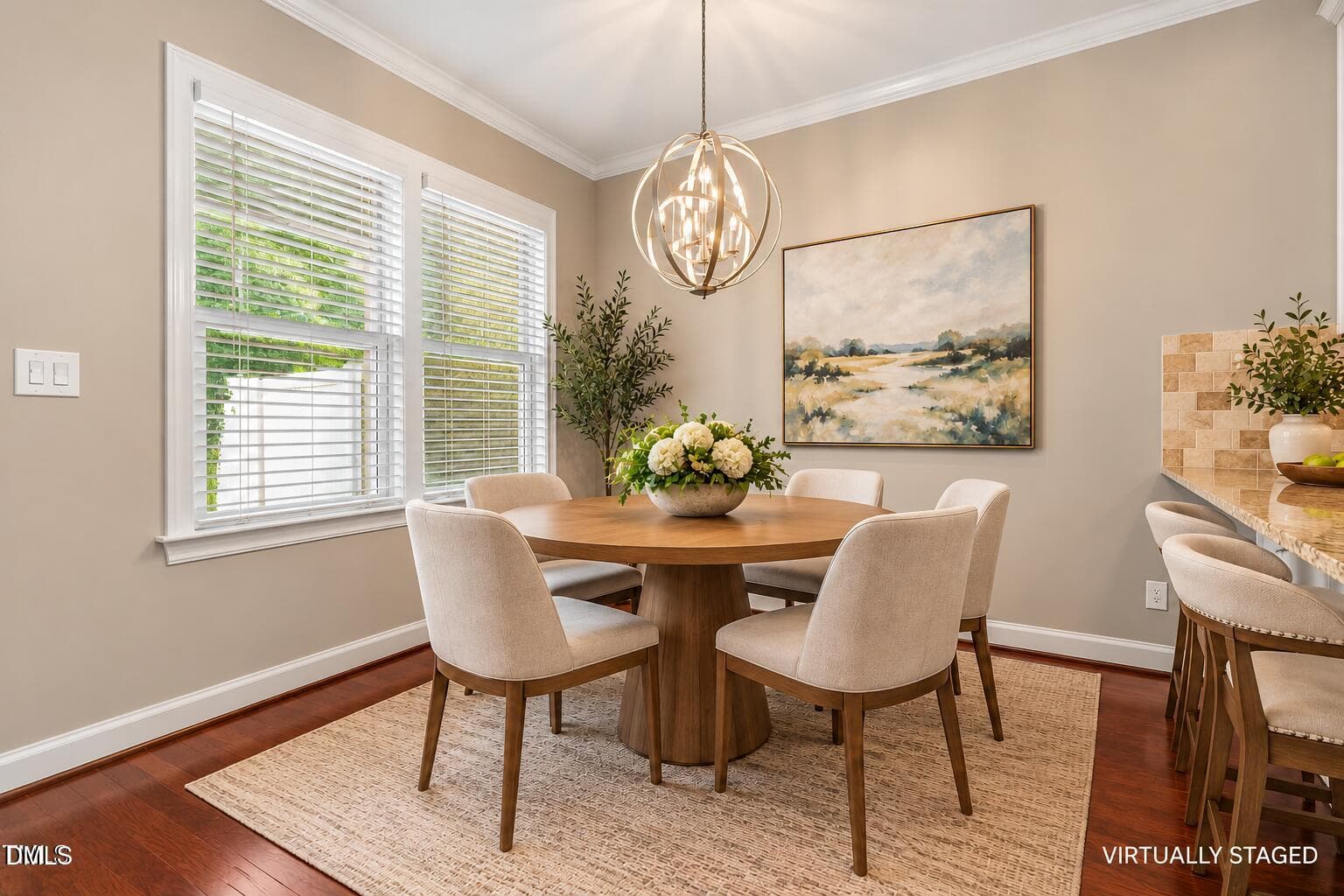 Virtually Staged Warm Dining Nook - 340 Mariah Towns Way, Garner, NC 27529
