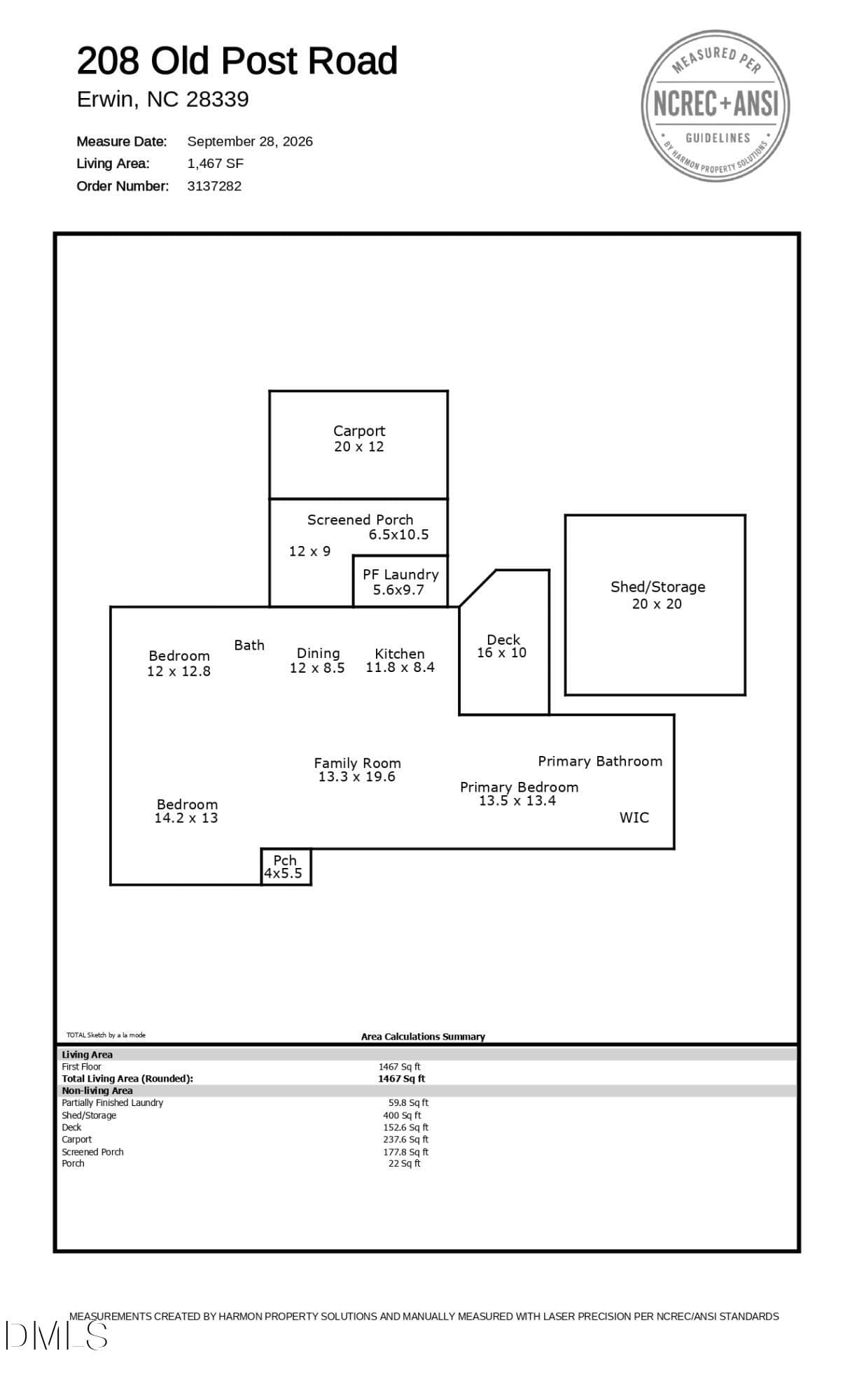Measurement Details_208 Old Post Road - 208 Old Post Road, Erwin, NC 28339, Erwin