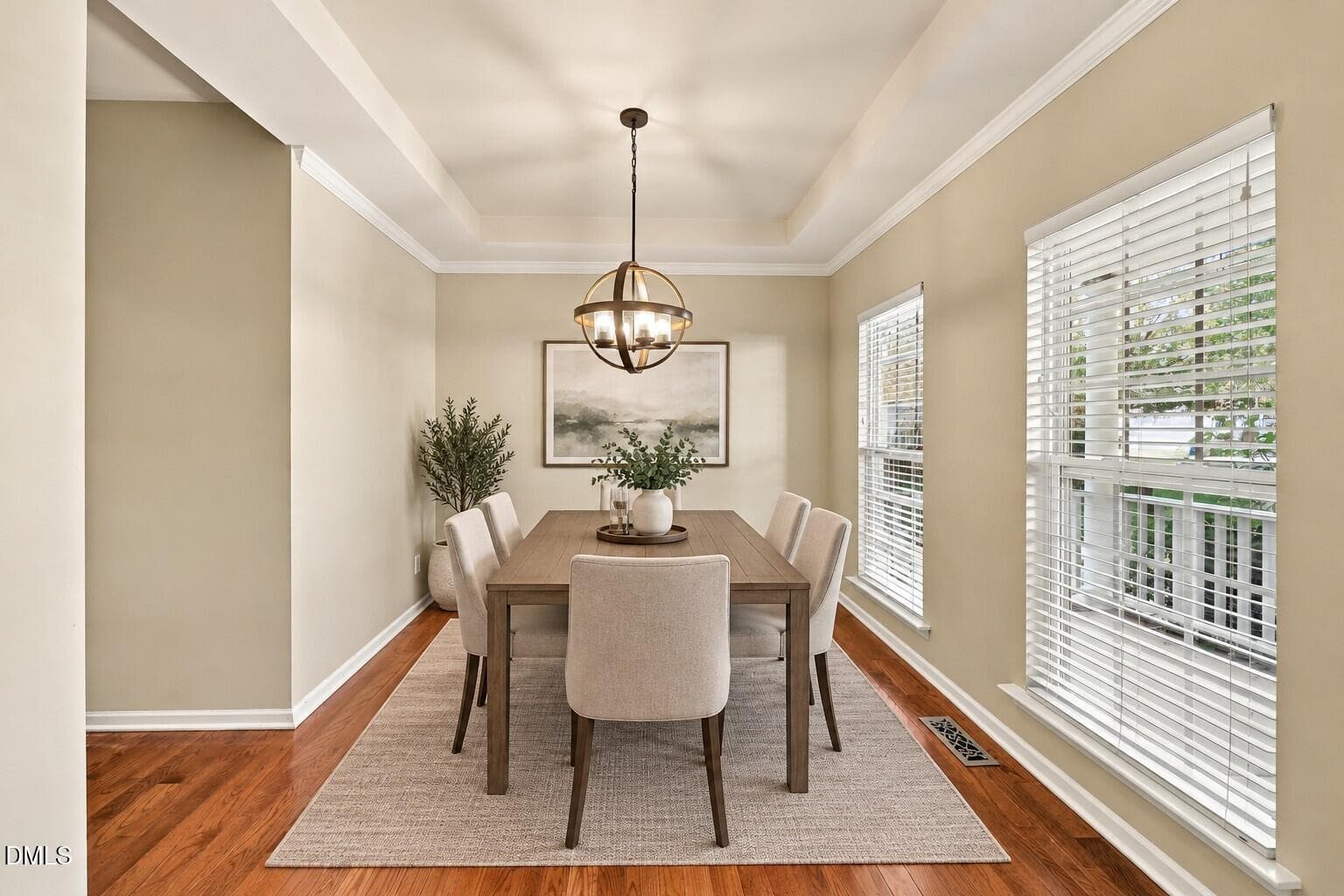 Modern Neutral Dining Room with Orb Chan - 2408 Gerber Court, Raleigh, NC 27614, Raleigh