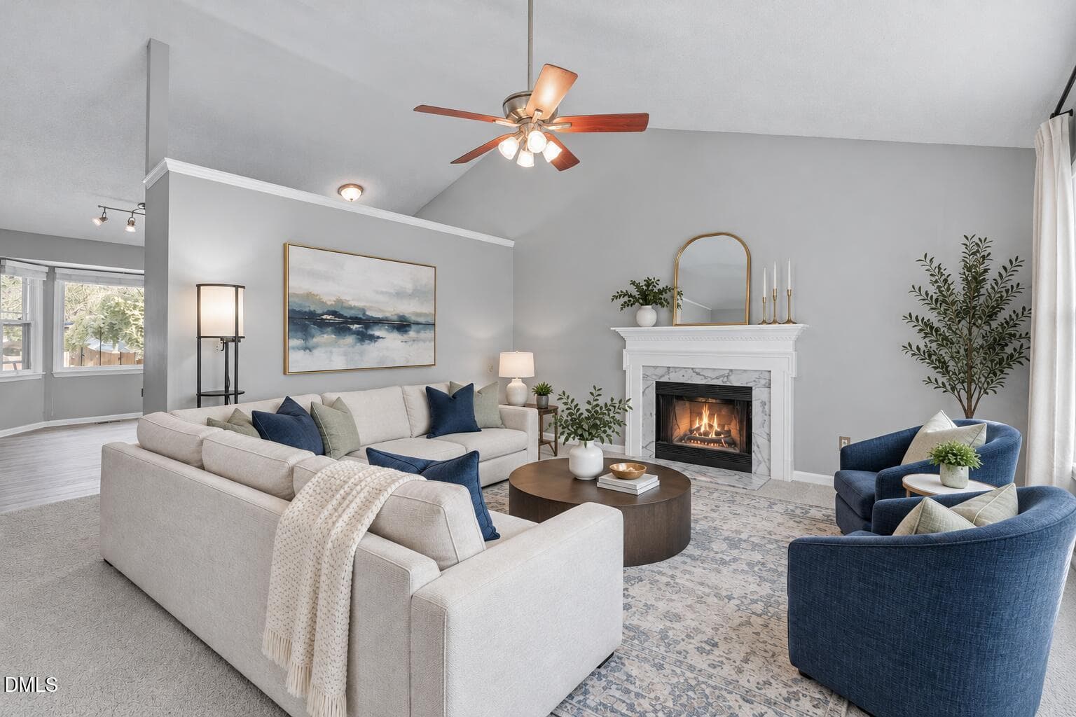 cool-toned-staged-living-room - 201 Perry Farms Drive, Apex, NC 27502, Apex