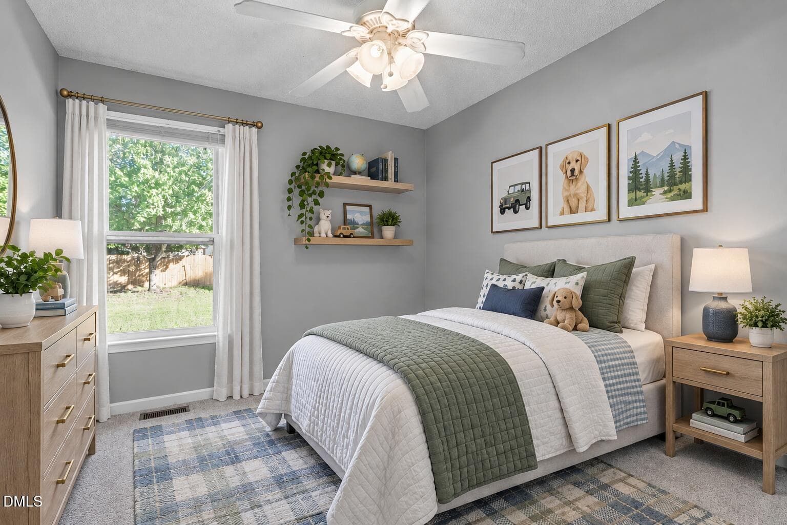 cozy-gray-bedroom-with-green-accents - 201 Perry Farms Drive, Apex, NC 27502, Apex