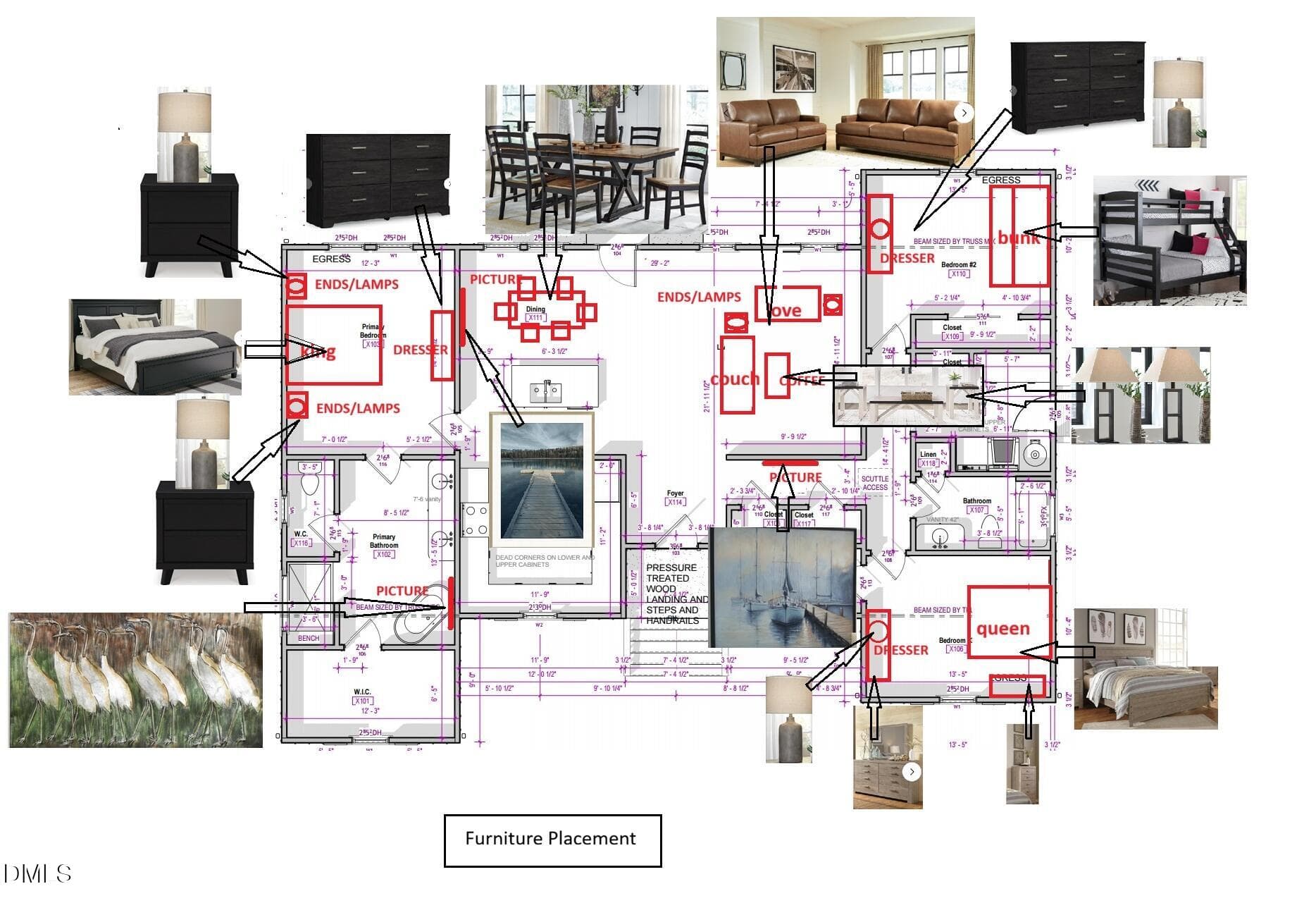 Furniture placement on Plan - 151 Twin Oaks Lane, Littleton, NC 27850